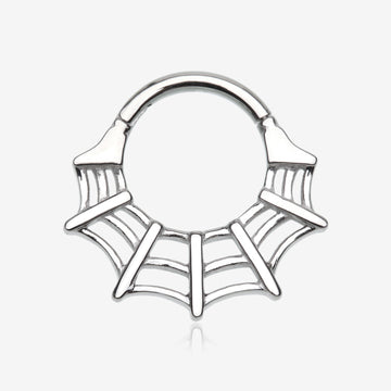 Venomous Spider Web Steel Seamless Clicker Hoop Ring